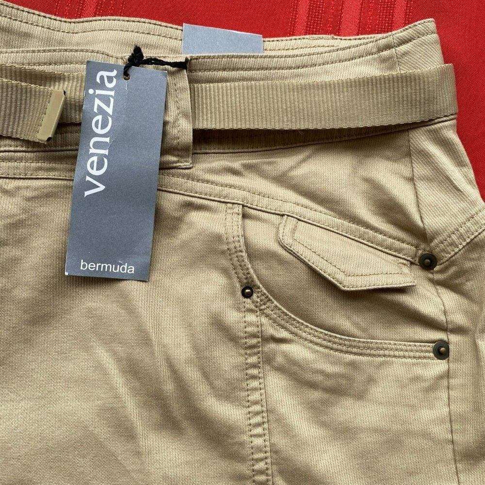 COPY - Lane Bryant Venezia Women's Bermuda Shorts Size 28 Khaki Tan Belt NWT $36